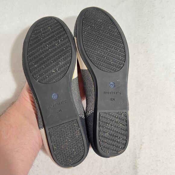 Rothy's Captoe Comfort Ballet Flats W8.5 Black White Plaid Check NO INSOLES - Picture 5 of 8